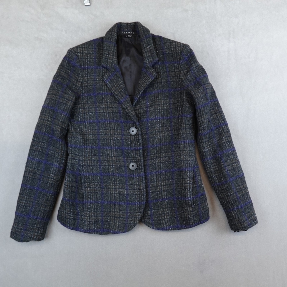 Theory Jacket Alpaca Blazer Womens Size 4 Tweed Lined Two Button